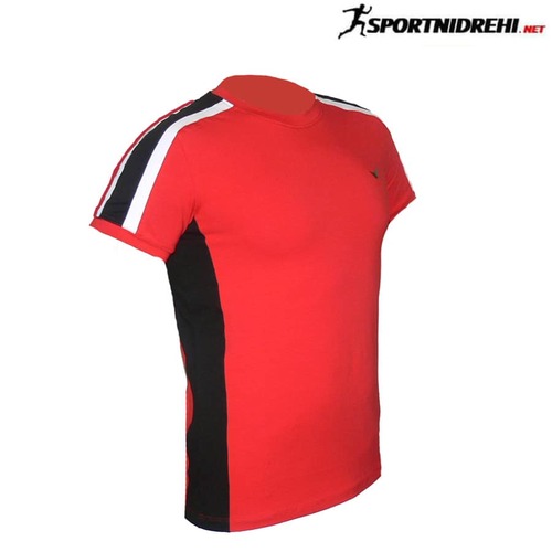 Мъжка спортна тениска REDICS 240028, червена с черно, памук и ликра
